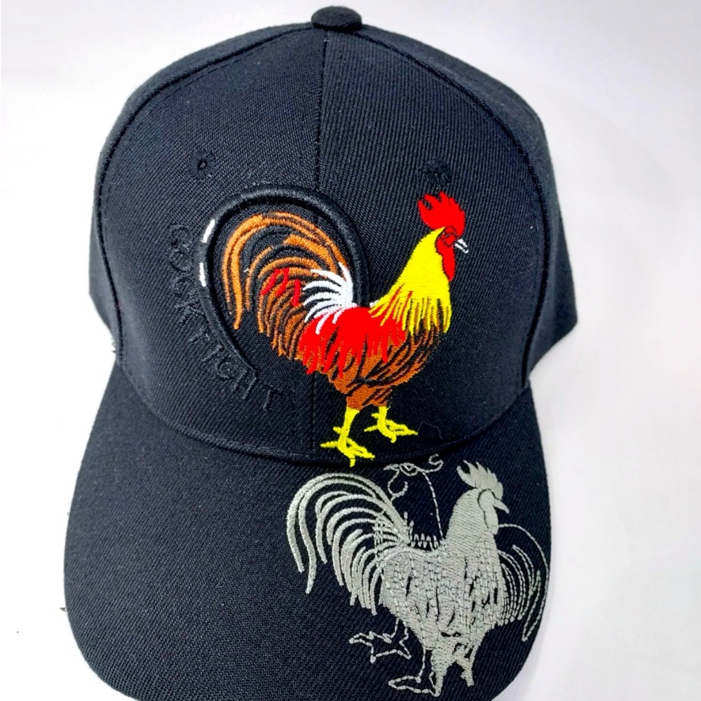 Chicken Hat Chicken Fight Embroidery Adjustable Hat Black Colorful Rooster Hat